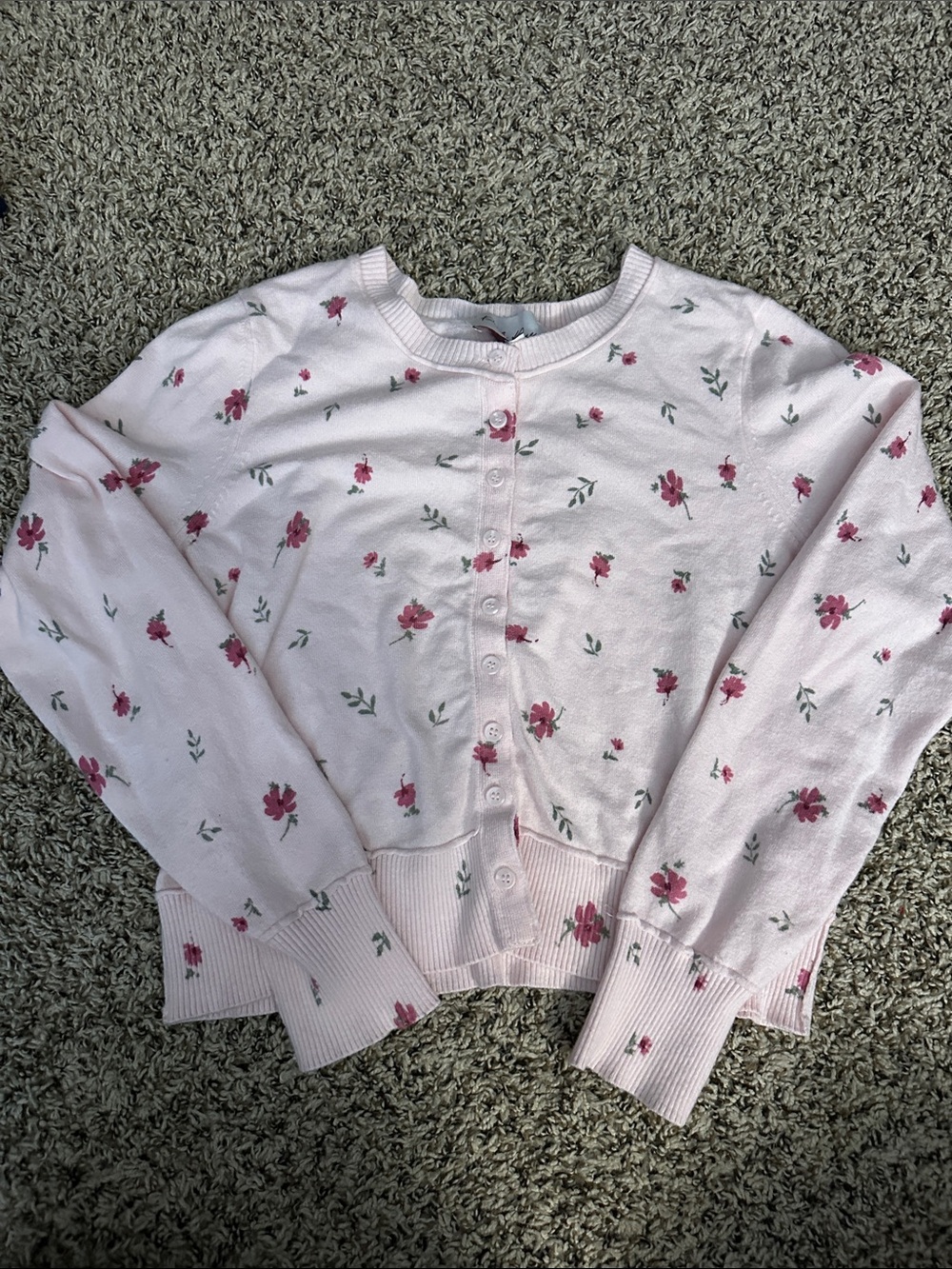 Pink Rose Light Pink Floral Button-Front Cardigan